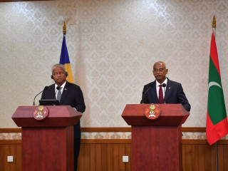 President Solih and Seychellois President Ramkalawan delivered a joint statement on Monday