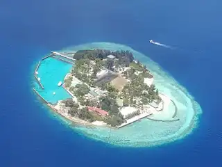 An aerial view of Aarah island.