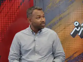 Member of Parliament for the South Galolhu constituency, Meekail Ahmed Naseem, speaks during the special coverage.
