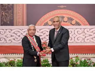 The President has conferred the Order of the Distinguished Rule of Izzuddin upon Hussain Afeef.