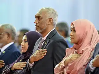President Muizzu attends Independence Day flag-raising ceremony.