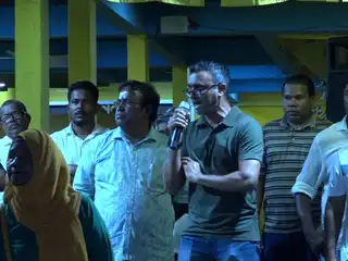 އެމްޑީޕީގެ ޕީޖީ ލީޑަރ, ހިތަދޫ ދެކުނު ދާއިރާގެ މެންބަރު އިބްރާހިމް ނާޒިލް އެމްޑީޕީ ހަރުގޭގައި ވާހަކަދައްކަވަނީ