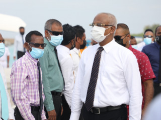 President Ibrahim Mohamed Solih in Manadhoo island of Noonu atoll