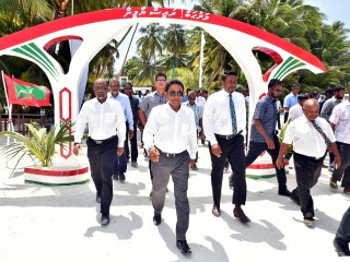 ފ. އަތޮޅު ވިއްކާލި ކަމަށް ބުނާ ވާހަކަތަކަށް ބާރުލިބޭ ގޮތަށް ރައީސް ޔާމީން ވާހަކަފުޅު ދައްކަވައިފި