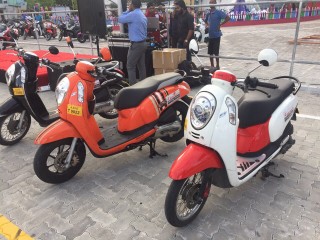 Parked motorbikes in the license testing area