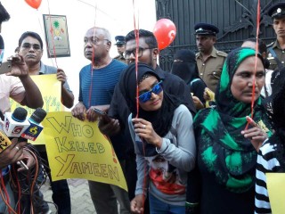 From the protest in front of the Maldivian embassy in Sri Lanka on Monday, 8th May, 2017