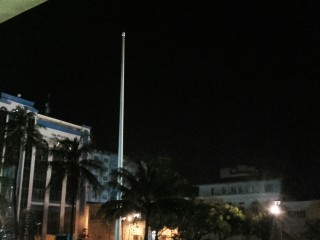 Strong winds damage national flag at Republic Square