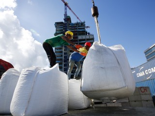 Construction workers at a site in capital city Malé