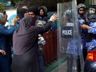Political turmoil today near People's Majlis.