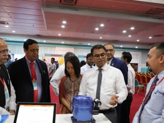 The exposition was inaugurated on Monday by Environment Minister Thoriq Ibrahim (center-right)