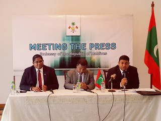 (Left to Right) Attorney General Mohamed Anil, Maldives' Ambassador to Sri Lanka Mohamed Hussain Shareef, Fisheries Minister Dr. Mohamed Shainee