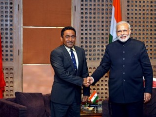 ރައީސުލްޖުމްހޫރީއްޔާ އަބްދުﷲ ޔާމީން އަބްދުލް ގައްޔޫމް އަދި އިންޑިއާގެ ބޮޑުވަޒީރު ނަރެންދުރަ މޯދީ