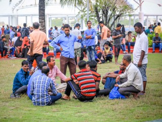 Expatriates gathered at the Republic Square in capital city Malé