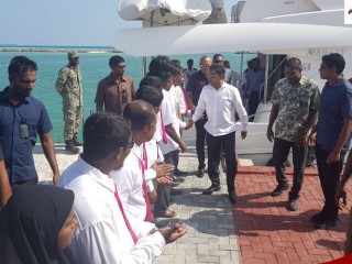 President Abdulla Yameen arrives in Baa Thulhaadhoo