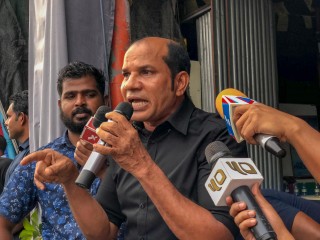 MP Abdul Latheef Mohamed speaking at an opposition rally held in capital city Malé