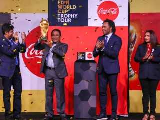 2018 FIFA World Cup Trophy Tour: President Yameen touches trophy