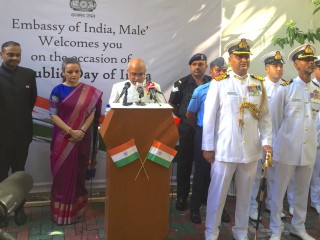 އިންޑިއާގެ ޖުމްހޫރީ ދުވަސް ފާހަގަކުރަން މާލޭގައި ހުންނަ އިންޑިއާ އެމްބަސީގައި ބޭއްވި ހަރަކާތެއްގެ ތެރެއިން