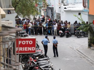 Police officers search MP Faris Maumoon's home on Saturday