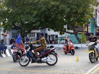 Driving students practice at the compound in capital city Malé