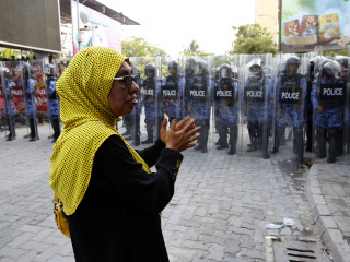 Riot police at a protest