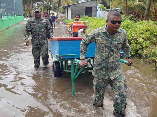 Officers have been working on deflooding the streets of the island