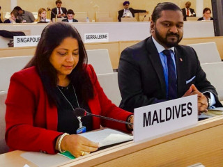 Left: Dr. Hala Hameed, Maldives’ Permanent Representative to the United Nations Office at Geneva