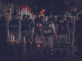 Riot police at a protest