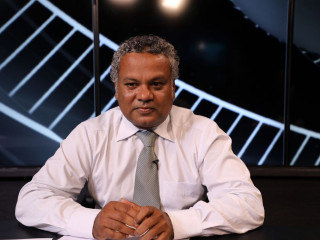 MDP chairperson\'s deputy Ali Niyaz at RaajjeTV\'s studio, where he spoke with the station in an interview on Sunday, 15th April