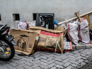 Waste collected on the side of the road