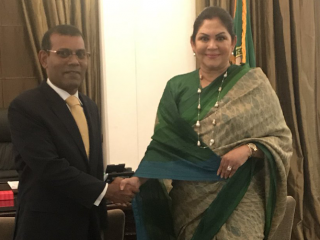 Former President Mohamed Nasheed meets with Mayor of Colombo, Rosy Senanayake
