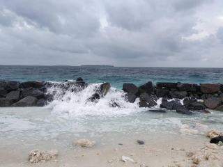 Breakwater around newly reclaimed land in Kulhudhuffushi crumbles