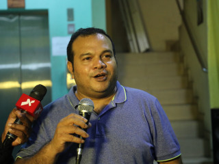 North-Hithadhoo constituency MP Mohamed Aslam speaking at an opposition MDP event