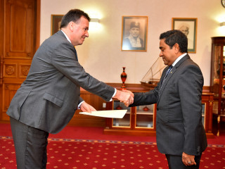 Australian Ambassador Bryce Hutchesson with President Abdulla Yameen