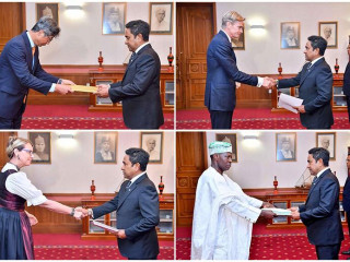 Busy morning for the President with non-resident ambassadors of Sweden, Austria, Nigeria and Korea presenting letters of credence