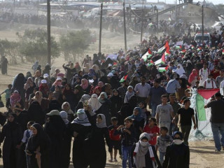 ގްރޭޓް މާޗް އޮފް ރިޓަރން: މުޒާހަރާކުރި ޣައްޒާގެ އަންހެނުންތަކެއް އިސްރާއީލު ސިފައިން ޒަޚަމްކޮށްލައިފި