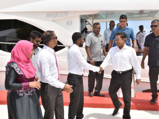 File photo: President Abdulla Yameen arrives in Mulah Island of Mulaku Atoll