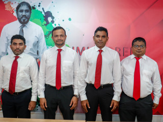 Four individuals that competed for the running mate; (L to R) Abdulla Ameen, Ali Hussain, Faisal Naseem and  Dr. Hussain Rasheed Hassan