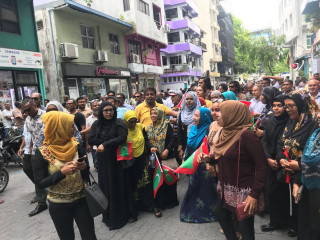 Members of the opposition hold a rally in Male\'