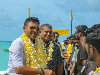 Opposition running mate Faisal Naseem during his campaign trip