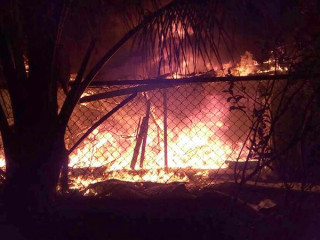 A fire broke out at Hinnavaru island\'s now deserted junkyard, at around 3:23am