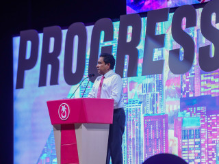 President Abdulla Yameen at the ruling party campaign event on Friday night