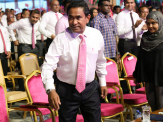 President Abdulla Yameen at Friday night\'s campaign event