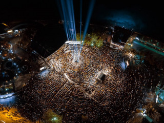 An aerial photo from the joint opposition\'s mass rally on September 8.