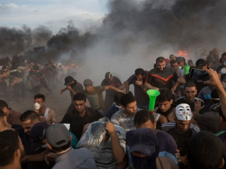 ޣައްޒާގެ ސަރަހައްދީ ރޮނގުގައި 5 އޮކްޓޯބަރ 2018 ގައި މުޒާހަރާ ކުރަނީ