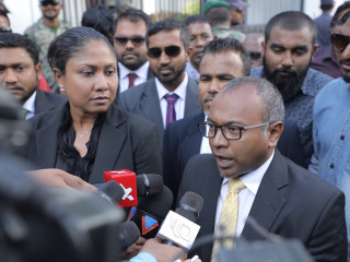 MDP chairperson Latheef speaks to the press