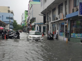 Heavy rain fall caused flood in Malé City on Tuesday