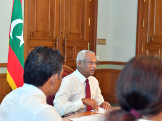 President Ibrahim Mohamed Solih heads a cabinet meeting at the President\'s Office