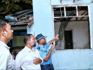 Home Minister Imran Abdulla visited the police accommodation block on Sunday night