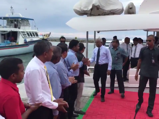 President Solih arrives in Gemanafushi to attend Fishermen\'s Day function