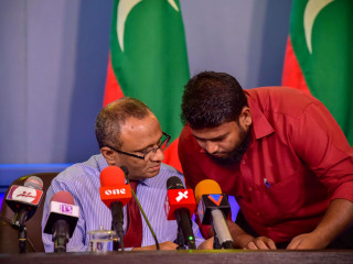 Husnu Suood (L) president of the ‘Commission on Investigation of Murder and Enforced Disappearances’, with commission member Misbaah Abbas